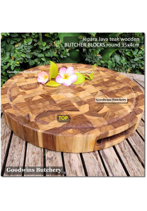 Cutting board BUTCHER BLOCK ROUND 35x4cm +/- 2.5kg talenan kayu jati Jepara